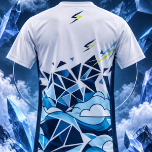 Apparel: Sky Shatter Pro Badminton Shirt – White & Blue