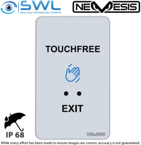 Products: Nemesis EVAQ Touchless Exit: Plastic, SPDT, 12-24VDC, 0-30 Sec Delay Time, IP68 SWL
