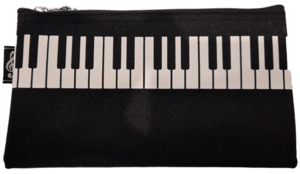 Black Pencil Case with Piano Keys