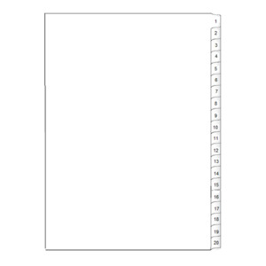Products: A4 20 Tab Printed Dividers