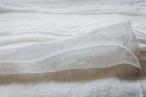 Linen Tablecloth – Soft White with Soft White Bourdon Stitch (170 x 300)