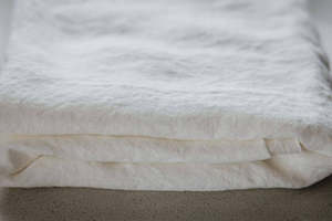Linen Tablecloth – Soft White with Soft White Bourdon Stitch (170 x 280)