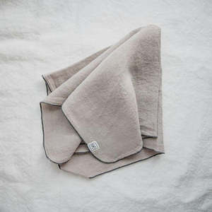 Products: Linen Napkin Set –Taupe with Charcoal Bourdon Stitch (S/4)