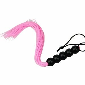 Beaded Handle Pink Rubber Flogger - Rated R - Tabu Adult Boutique