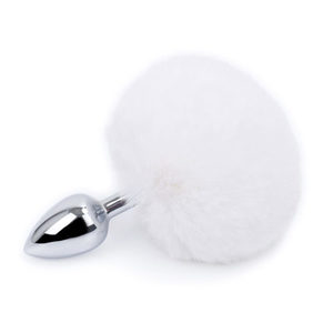 White Bunny Tail Butt Plug - Rated R - Tabu Adult Boutique