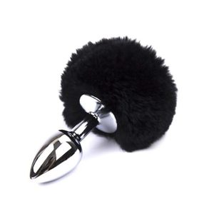 Black Bunny Tail Butt Plug - Rated R - Tabu Adult Boutique