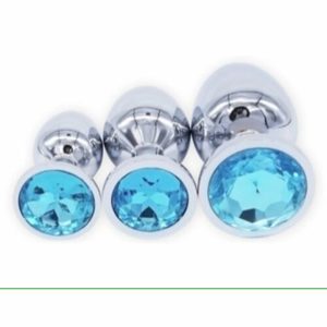 Jewel Anal Plugs - Blue - Set of Three - Tabu Adult Boutique