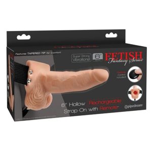 Products: Rechargeable 6" Vibrating Flesh Strap On - Tabu Adult Boutique