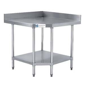 Stainless Steel with Splashback and Undershelf Corner Work Table TT-BC299B