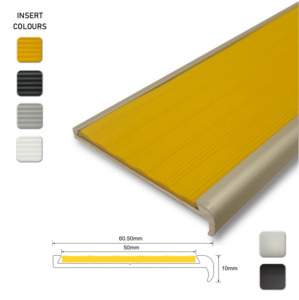 Stair Nosings: Series 9 Aluminium Stair Nosing - Solid Santoprene Insert