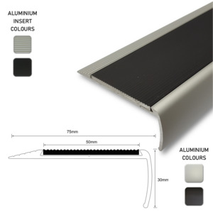 Stair Nosings: Series 5L Aluminium Stair Nosing - Solid Aluminium Insert