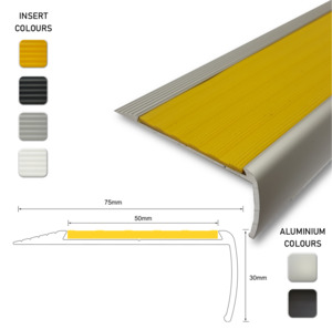 Series 4L Aluminium Stair Nosing - Solid Santoprene Insert