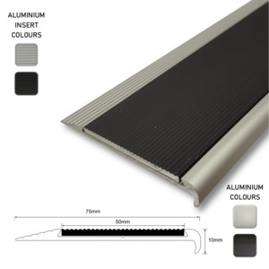 Stair Nosings: Series 5 Aluminium Stair Nosing - Solid Aluminium Insert