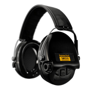Sordin Supreme Pro-X Electronic Hearing Protection - Black Leather Headband Black Cup Colour