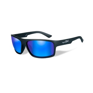 Wiley X Peak Sunglasses Polarised Blue Mirror Lens Matte Black Frame