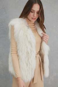 Sweats Vests: Neesa Raccoon Vest - White Cloud