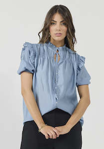 Drama The Label: Bianca Blouse - Dusky Blue