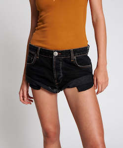 Worn Black Low Waist Bandit Denim  Shorts