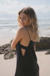 Lilly Pilly Collection: Kai Linen Slip Dress - Navy