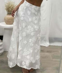 Online Sale: White Flower Petal Skirt