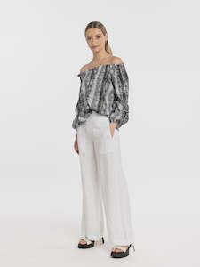 Frequency Off Shoulder Top - Black Print