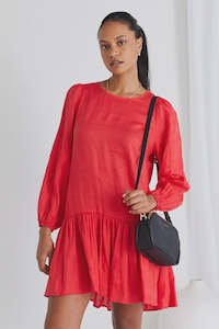 Winter Sale 2024: Rhea Coral Linen Drop Waist Smock Dress