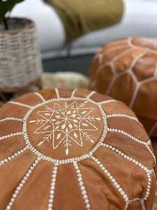 Homewares: Genuine Morrocan Leather Pouf - Medium