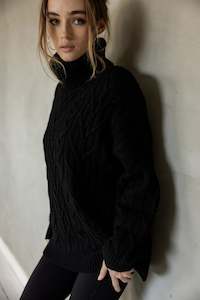 Mazu You Saw Me Knit Sweater Black