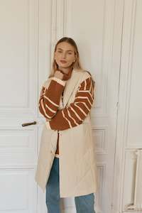 Sweats Vests: Argo Long Line Vest - Ecru