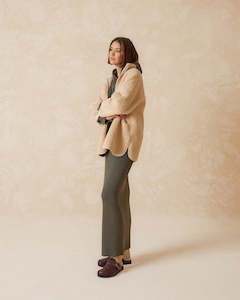 Indi & Cold Wool Pencil Skirt Khaki G452