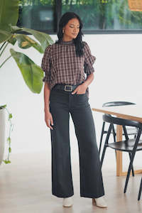 Zoey Black High Rise Wide Leg Pocket Jean