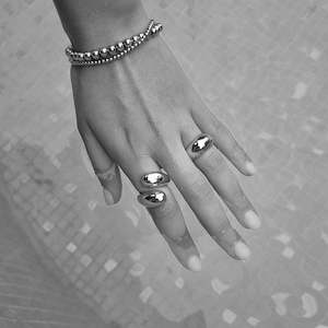 3047 0030 Steel / Silver bead Bracelet Duo