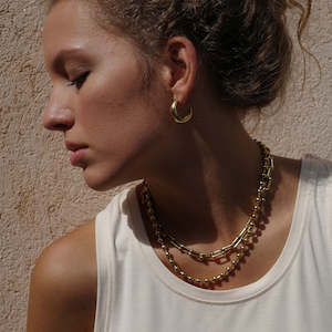 1046 0242 steel gold earrings