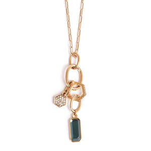 A C Oslo: 2018-1077 Jewel Tones Necklace Long necklace with bunch, Teal