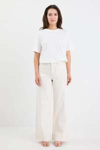 Jeans 1: Zoey Ecru Petite High Rise Wide Leg Pocket Jean