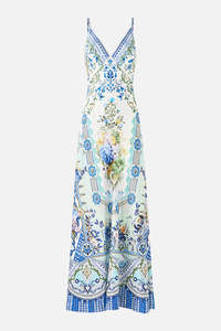 Dresses: Camilla V-Neck Long Bias Slip Dress with Train in Home Heart