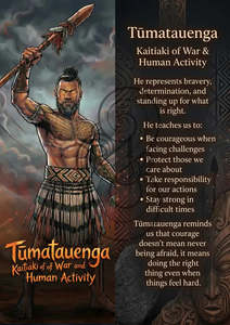 Kaitiaki Copy: Tūmatauenga - Image with Information - Poster