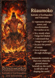 Kaitiaki Copy: Rūaumoko - Image with Information - Poster