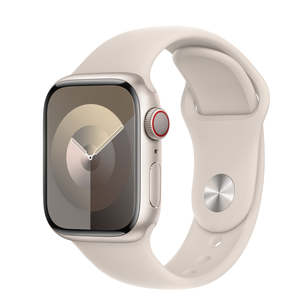 Grade 1: APPLE WATCH SERIES 9 GPS + CELLULAR 41MM - STARLIGHT ALUMINIUM CASE WITH STARLIGHT SPORT BAND - S/M - Grade 1