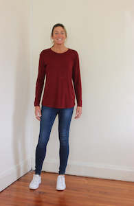 Tops: Elle long sleeve tee - Wine