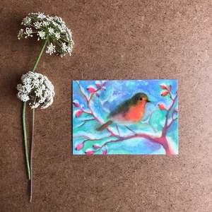 Wynstone Press: WINTER ROBIN POSTCARD ~ ANGELA KOCONDA