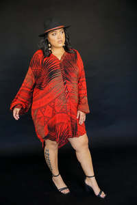 NU'UULI L/S BUTTON DRESS TDSH001