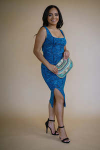 LUANA BODY CON SLIT DRESS BLUE- TD162