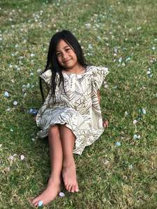 AFIAMALU GIRLS FLUTTER SLEEVE DRESS TD801