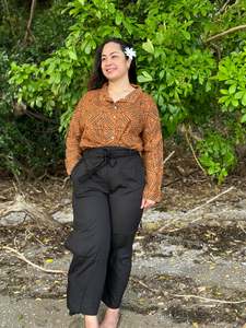 VAILOA DOLMAN BUTTON TOP TT168 BROWN