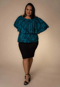 Tops: WOMEN'S OFF SHOULDER TOP-FUA ELEI BLUE