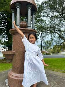 Girls White Dress: GIRL'S FLOURI DRESS - LG1641 WHITE