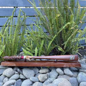 Rakau Wood Taiaha Long Weapon: 21st Taiaha On A Stand
