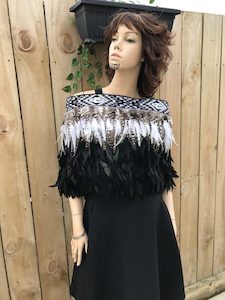 Korowai Cloak Adult Cape: Black, White And Beige