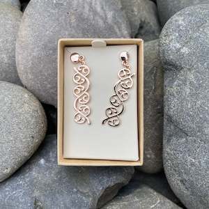 Rose Gold Kōwhaiwhai Earrings